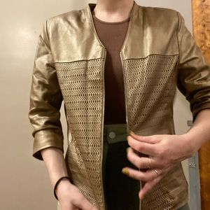 Bagatelle Gold Pinched Leather Jacket